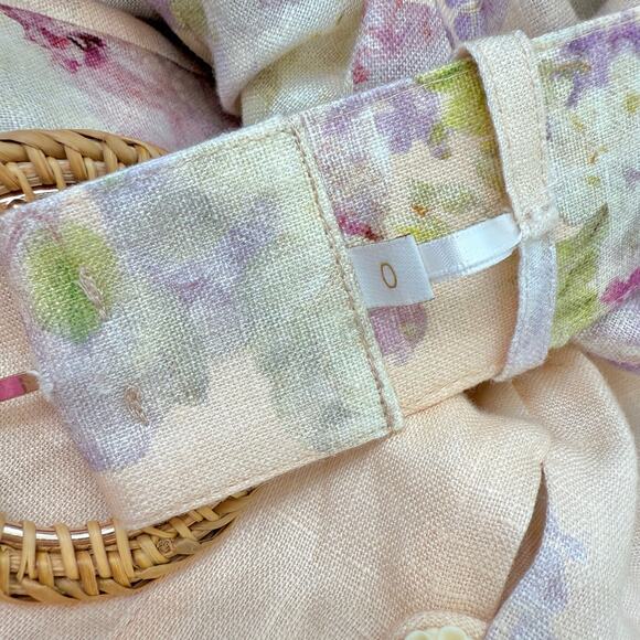 ZIMMERMANN Lyrical Buttoned Midi Dress Floral Print Linen 0 (US 4) NWT - Picture 14 of 16